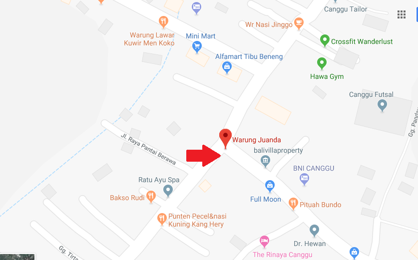 Maps Jl Raya Canggu - Pantai Berawa