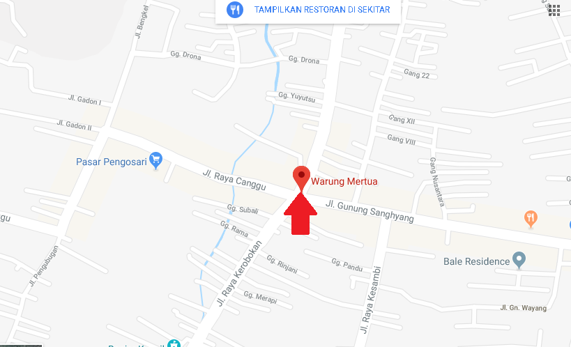 Maps Jl Raya Kerobokan - Jl. Raya Canggu