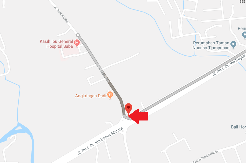 Maps Jl. Pantai Saba - Jl. Prof. Dr. Ida Bagus Mantra